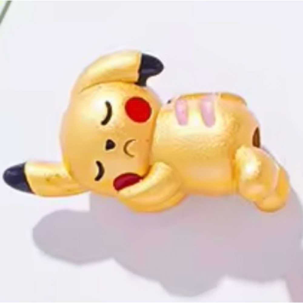 24K Gold Pokemon Sleeping Pikachu Charm Bead Pendant Anime Kawaii Pocket Monster